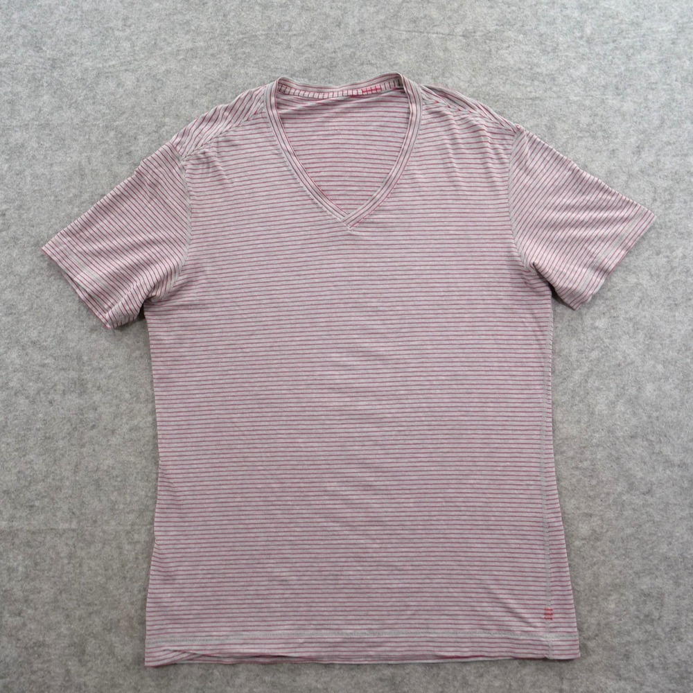 Lululemon Shirt Mens Large Red Gray V-Neck Active Short Sleeve